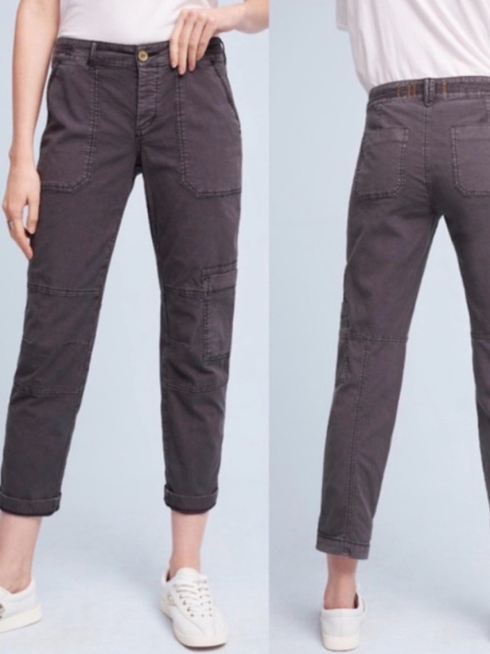 Heihei Wanderer Cropped Utility Cottagecore Ankle Pants - Charcoal 28